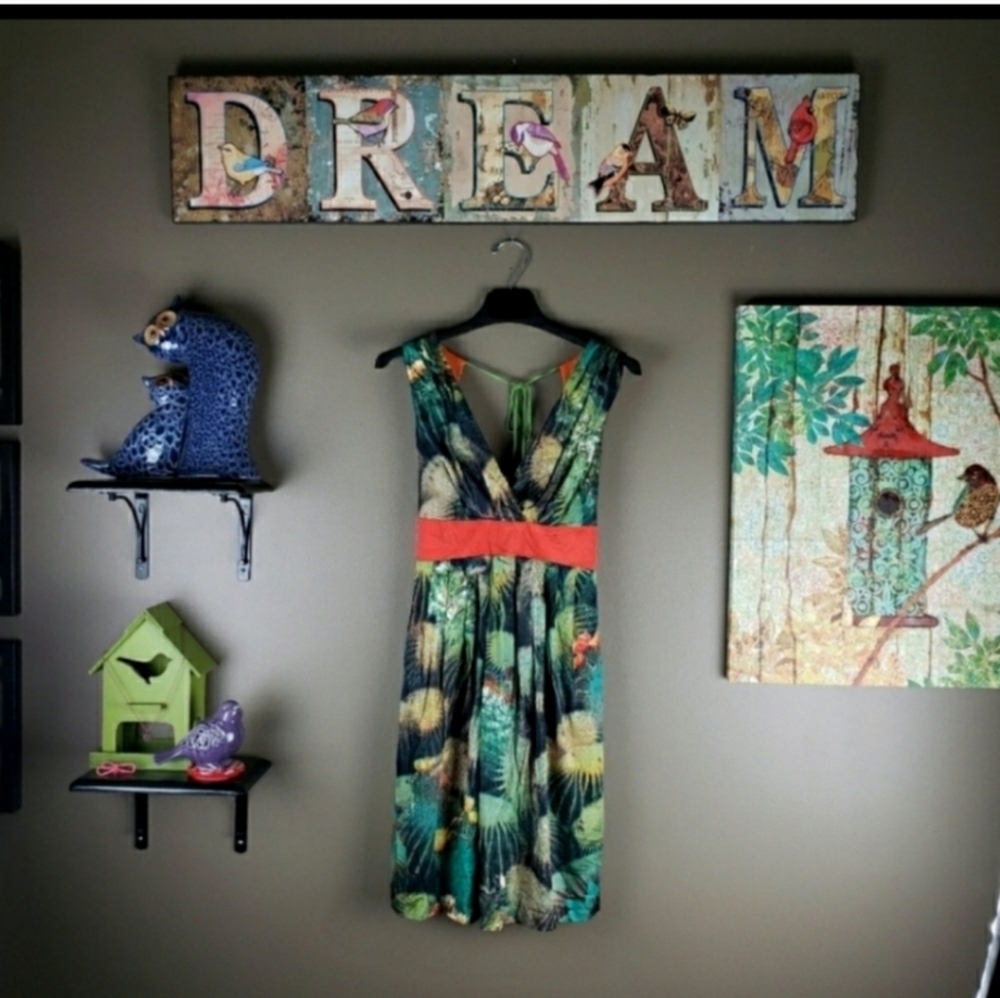 Eva Franco Tropical Green and Orange Dress